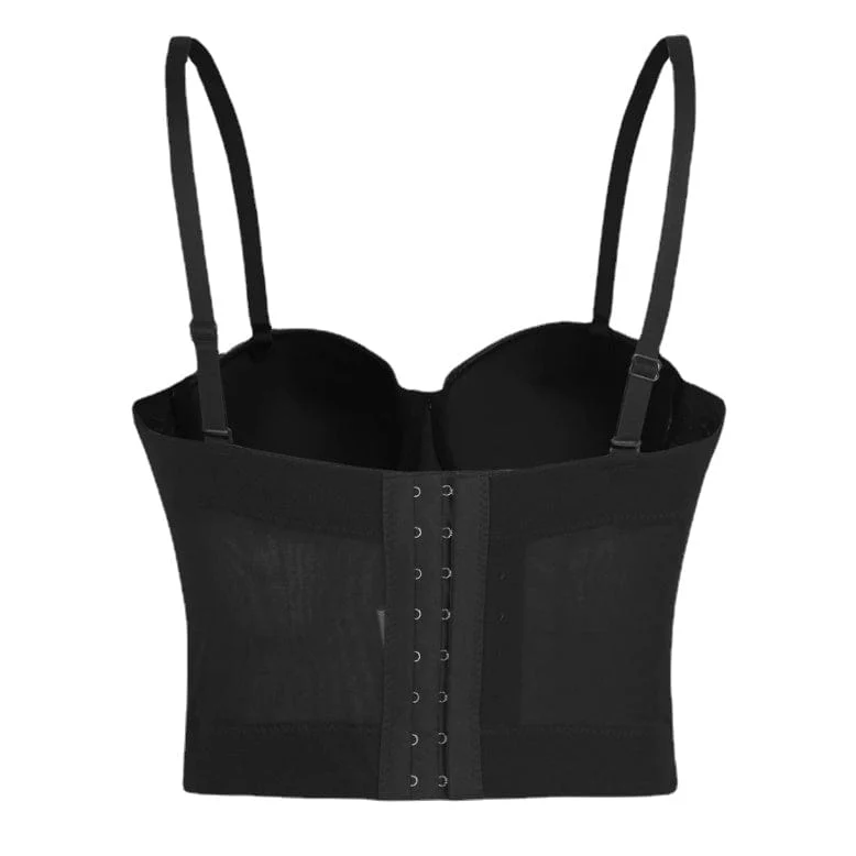 Damen Spaghettiträger Mesh Push Up Bustier Crop