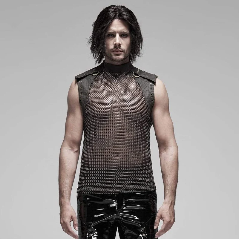 Herren Punk durchsichtige Mesh-Westen