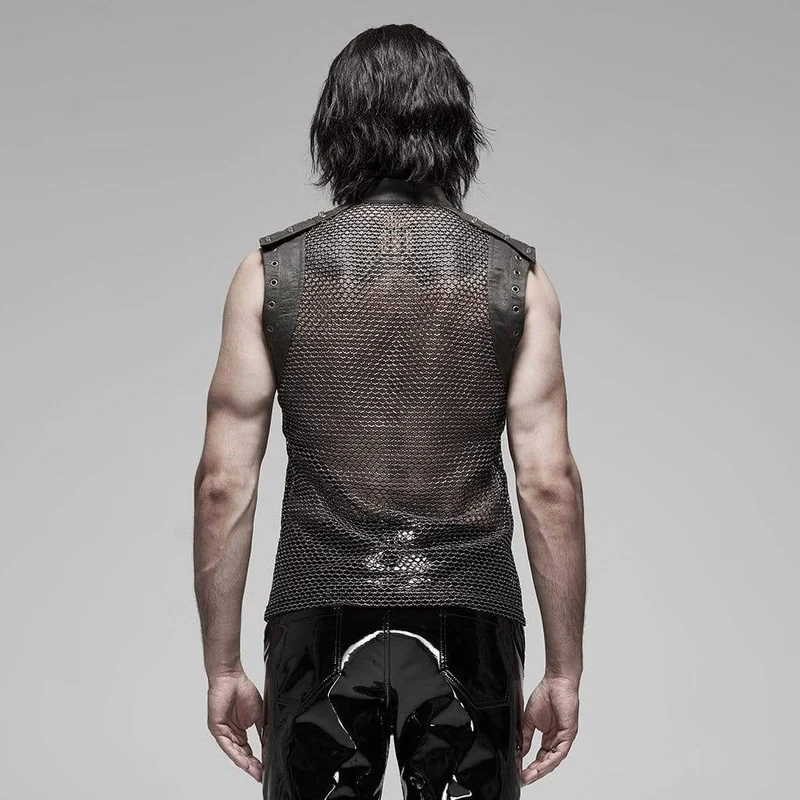 Herren Punk durchsichtige Mesh-Westen