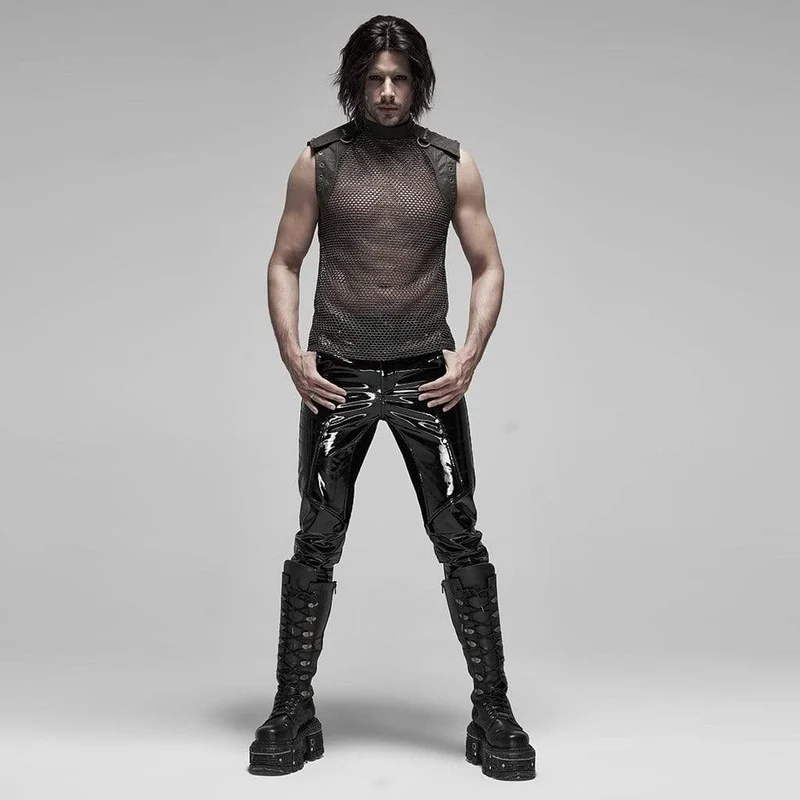 Herren Punk durchsichtige Mesh-Westen
