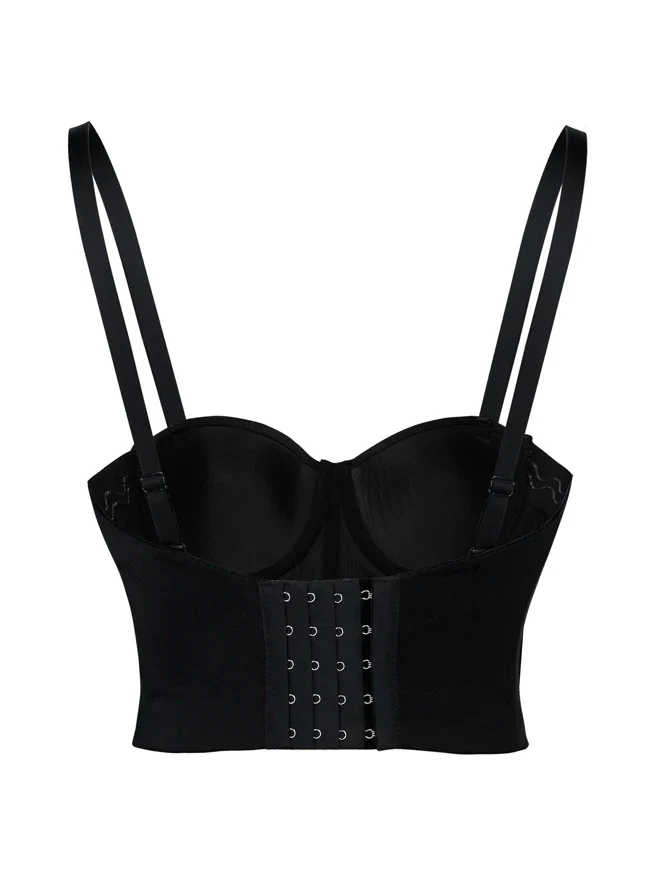Damen Punk Metallic Stick Clubwear Party Bustier BH bauchfreies Oberteil