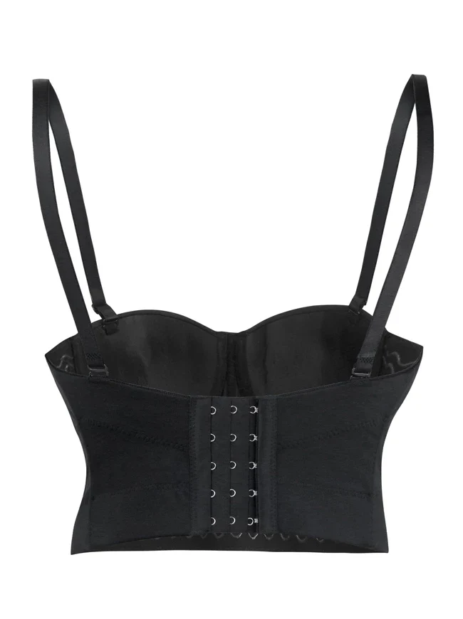 Damen Spaghettiträgern Strass Perlen Push Up BH besetzt Gem Clubwear Party Bustier Crop Top