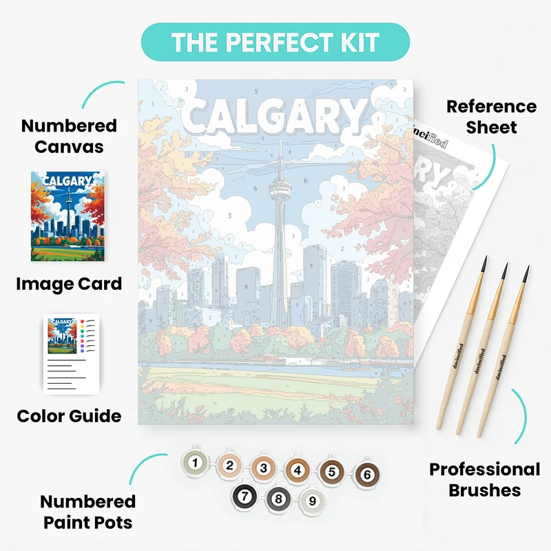 Calgary Autumn Skyline with Tower View - Paint by Numbers Kit