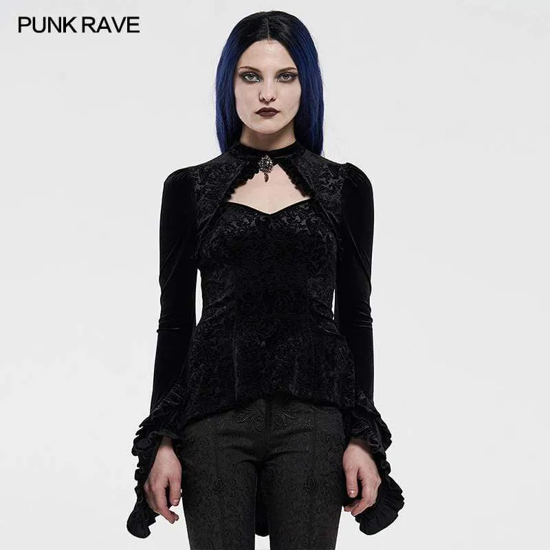 Damen Gothic Back Drawstring Schmal geschnittene Shirts