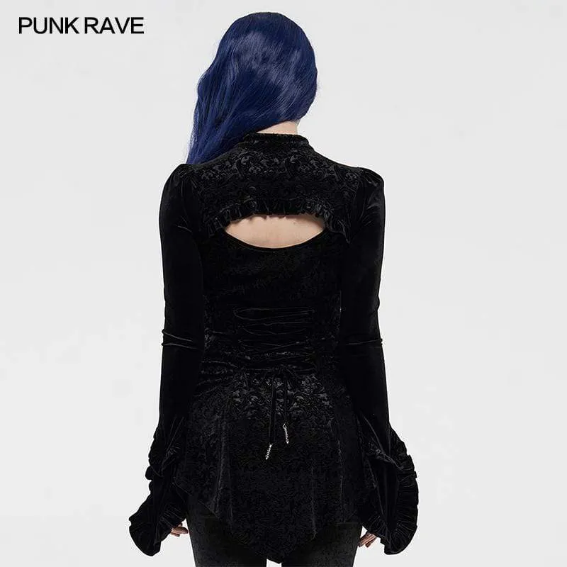 Damen Gothic Back Drawstring Schmal geschnittene Shirts