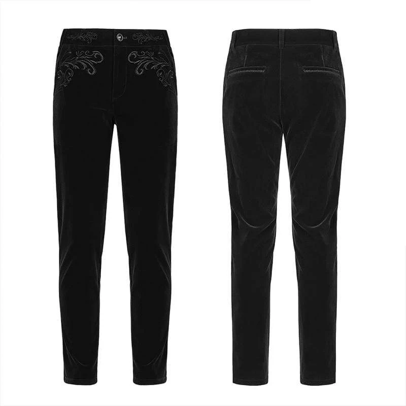 Gothic bestickte Hose mit geradem Bein für Herren