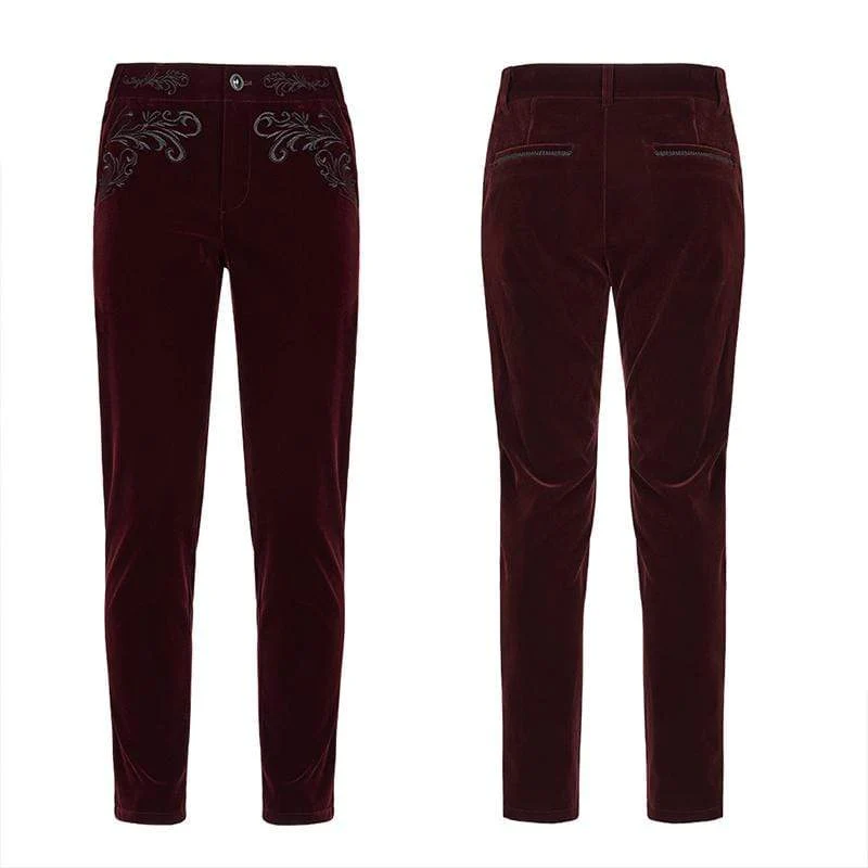 Gothic bestickte Hose mit geradem Bein für Herren