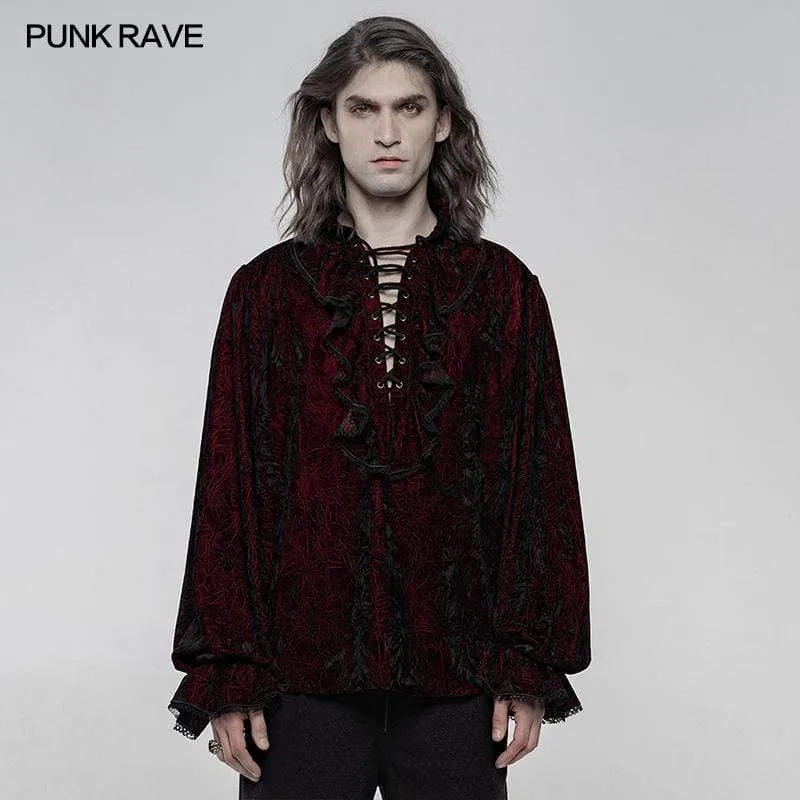 Herren Gothic Rüschen Loosed Velvet Shirts