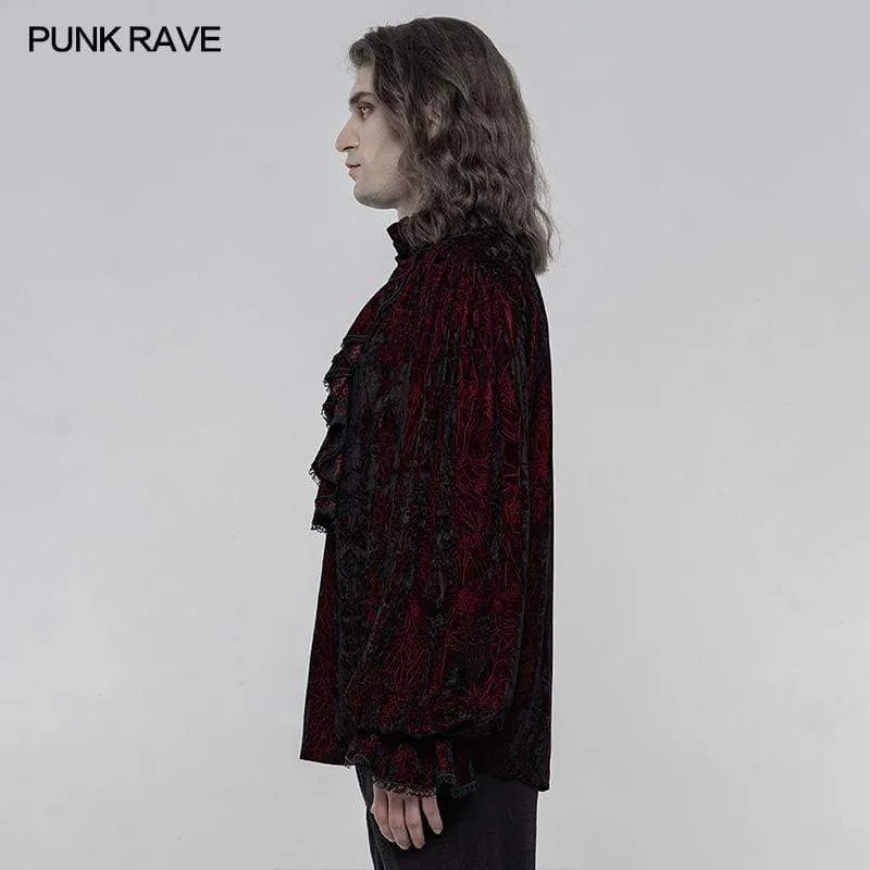 Herren Gothic Rüschen Loosed Velvet Shirts