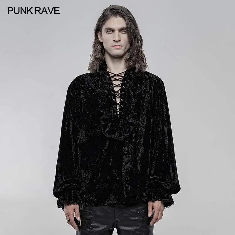 Herren Gothic Rüschen Loosed Velvet Shirts