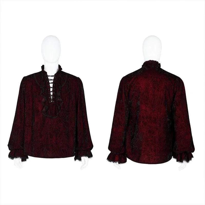 Herren Gothic Rüschen Loosed Velvet Shirts