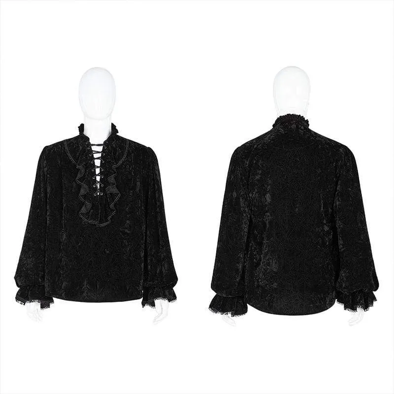 Herren Gothic Rüschen Loosed Velvet Shirts