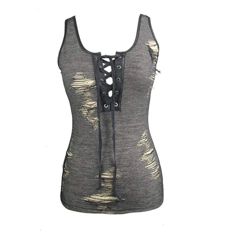 Damen Short Grunge Top