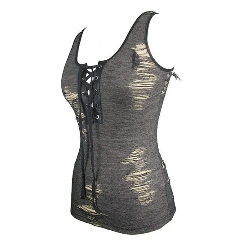 Damen Short Grunge Top