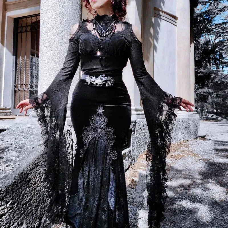 Frauen Velour und Lace Goth Meerjungfrau Rock