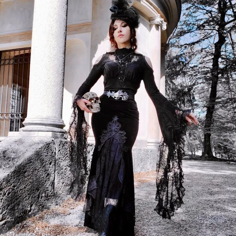 Frauen Velour und Lace Goth Meerjungfrau Rock