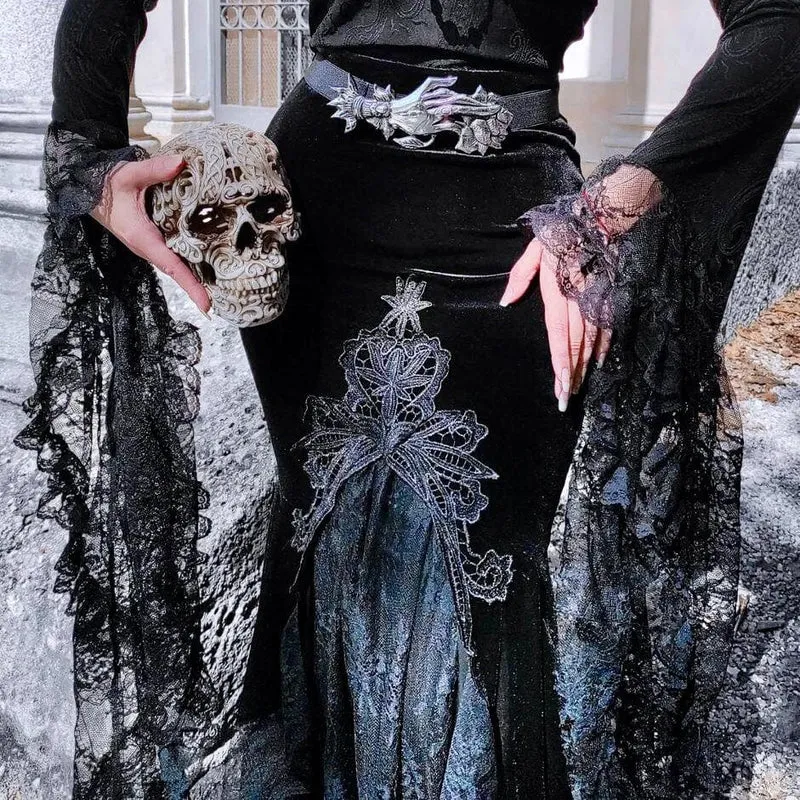 Frauen Velour und Lace Goth Meerjungfrau Rock