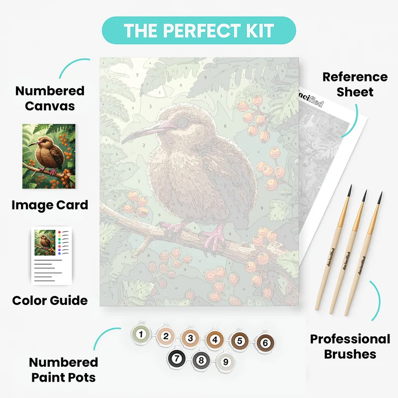 Kiwi Bird in Tropical Forest - Paint by Numbers Kit