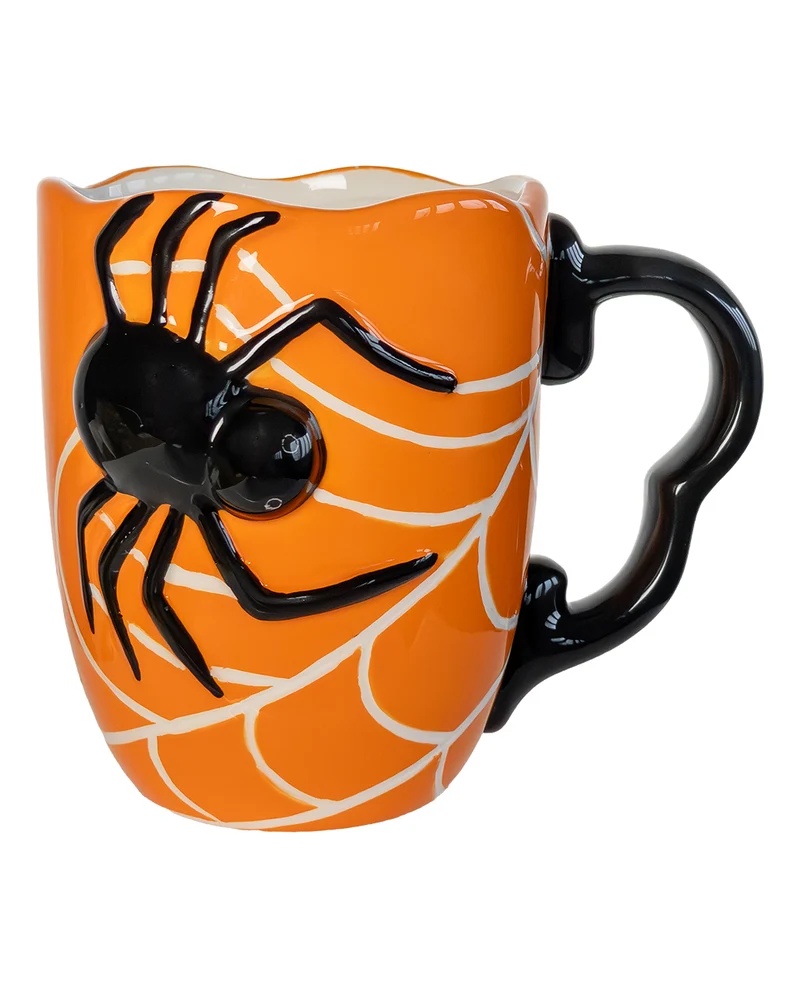 Große Halloween Tasse mit Spinne & Spinnweben 500ml