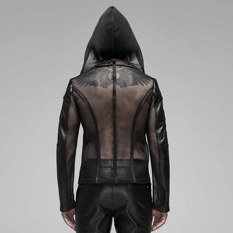 Herren Punk Sheer Mesh Kapuzenmäntel