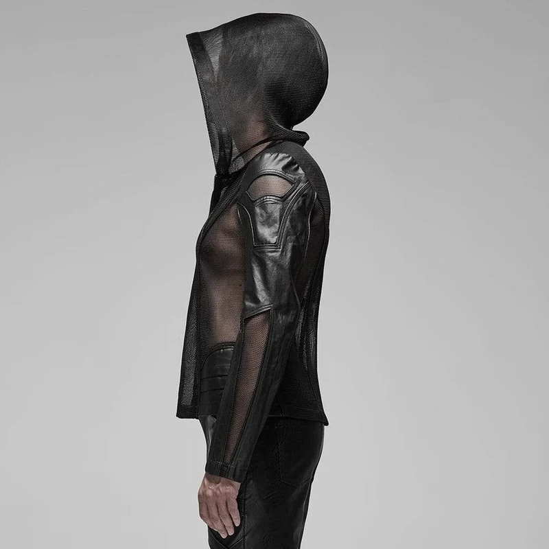 Herren Punk Sheer Mesh Kapuzenmäntel