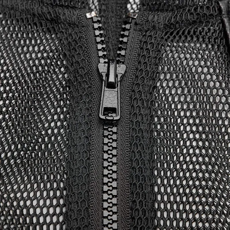 Herren Punk Sheer Mesh Kapuzenmäntel