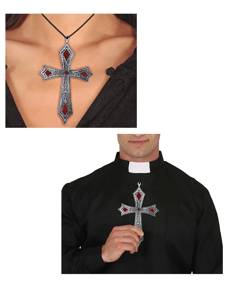 Silbernes Gothic Kreuz Kostümkette