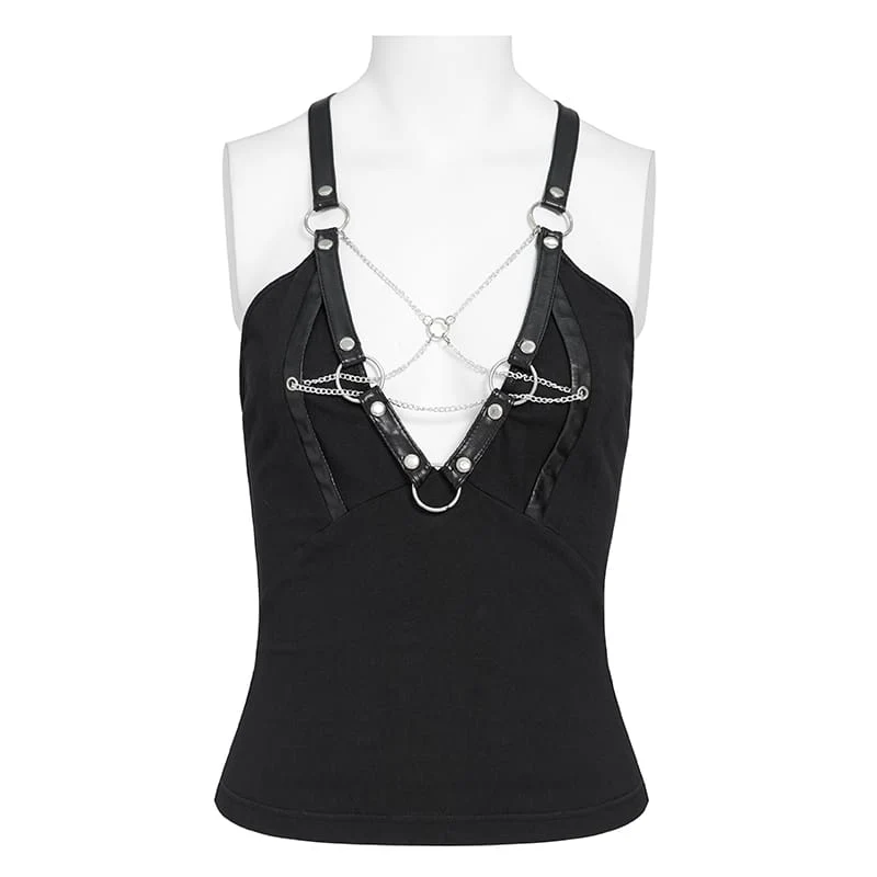 Damen Short Strappy Punk Top