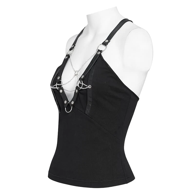 Damen Short Strappy Punk Top