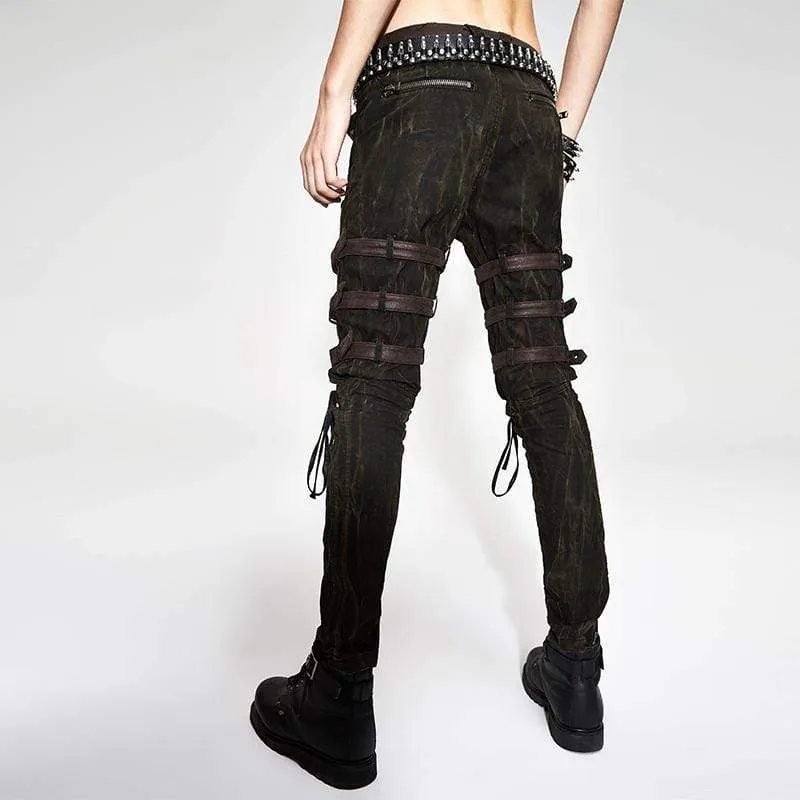 Herren Punk Style Mid Rise Jeans