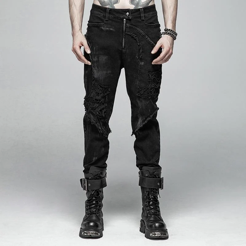 Herren Skull Ripped Straight-Leg Jeans