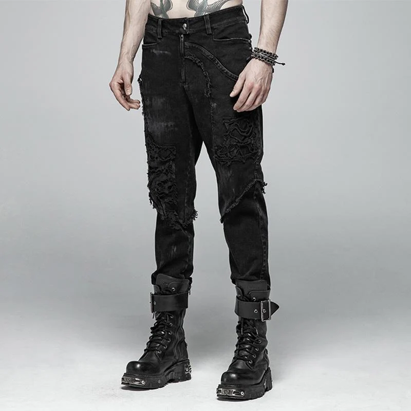 Herren Skull Ripped Straight-Leg Jeans