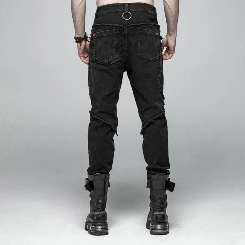 Herren Skull Ripped Straight-Leg Jeans