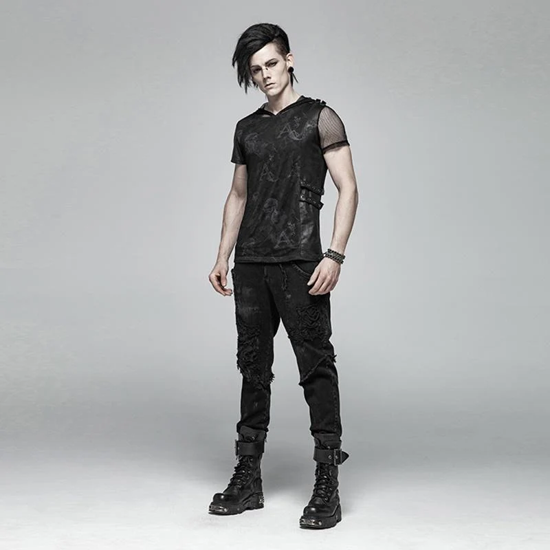 Herren Skull Ripped Straight-Leg Jeans