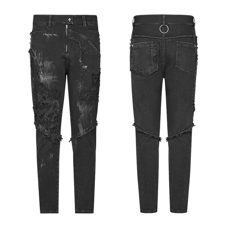 Herren Skull Ripped Straight-Leg Jeans