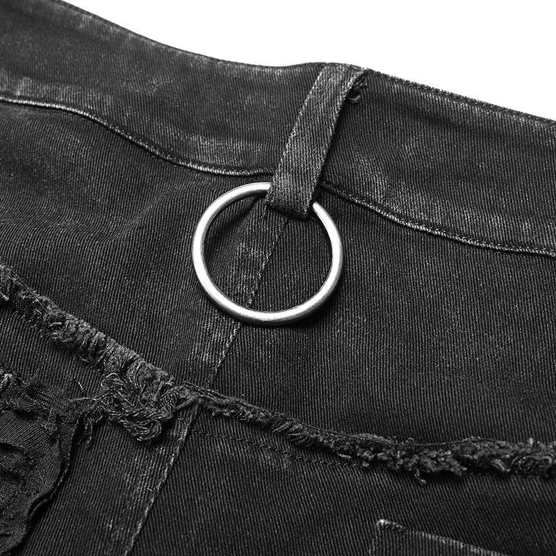 Herren Skull Ripped Straight-Leg Jeans