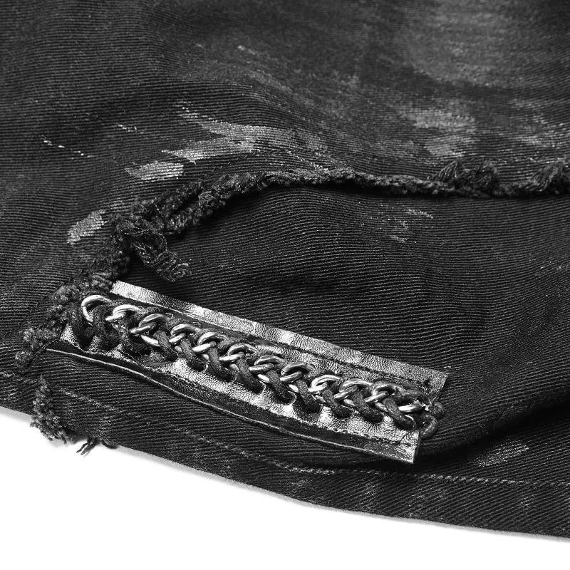 Herren Skull Ripped Straight-Leg Jeans