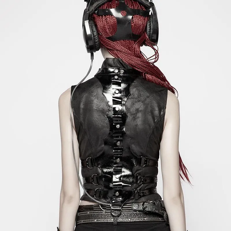 Damen Punk Bright Faux Leather Halter Girdle
