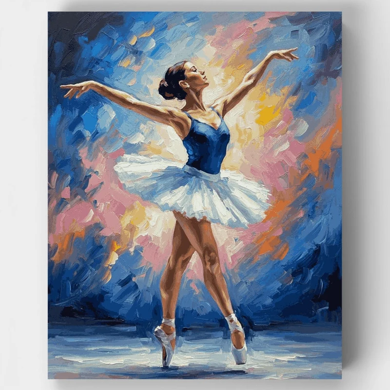 Graceful Ballerina in Blue - Paint by Numbers Kit