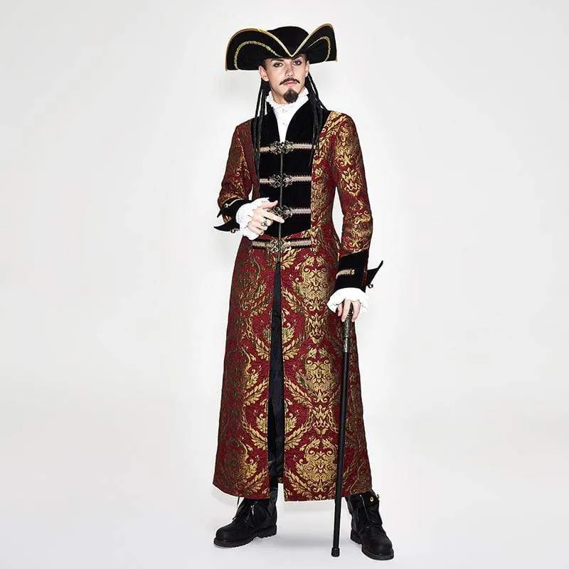 Herren Rot und Gold Vintage Long Coat