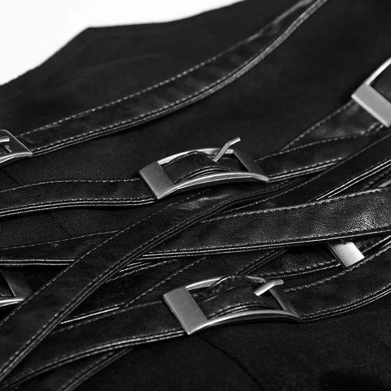 Punk-Maxirock für Damen mit Schnallenverschluss und Seitenschlitz