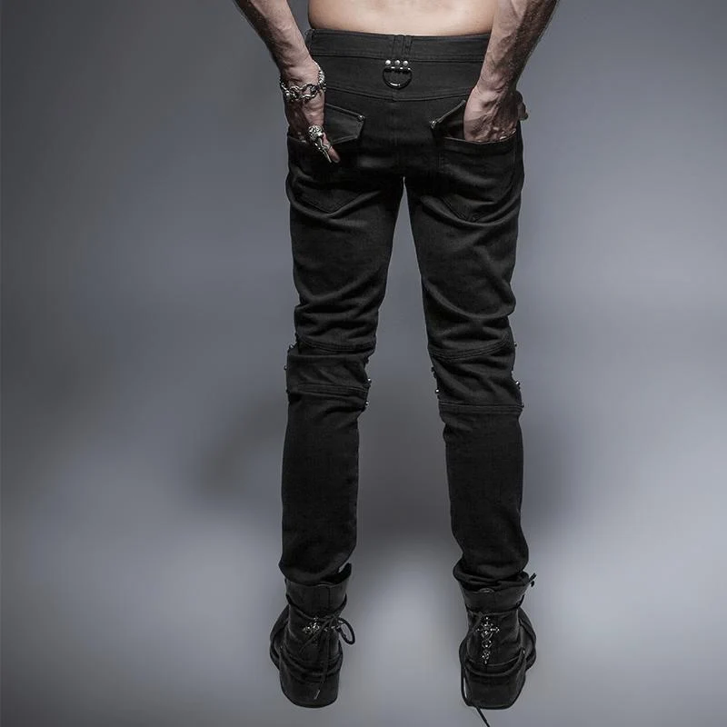 Punk-Jeans für Herren mit einzigartiger Kniepanzerung und Waschung