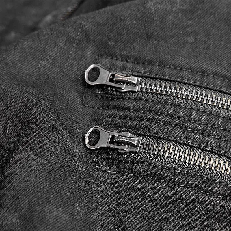 Punk-Jeans für Herren mit einzigartiger Kniepanzerung und Waschung