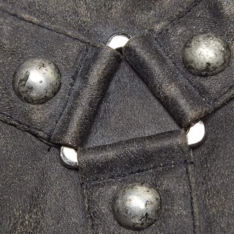 Herren Steampunk Gürtelschnalle Niet Handschuhe grau