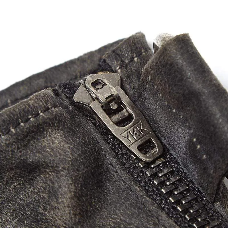 Herren Steampunk Gürtelschnalle Niet Handschuhe grau