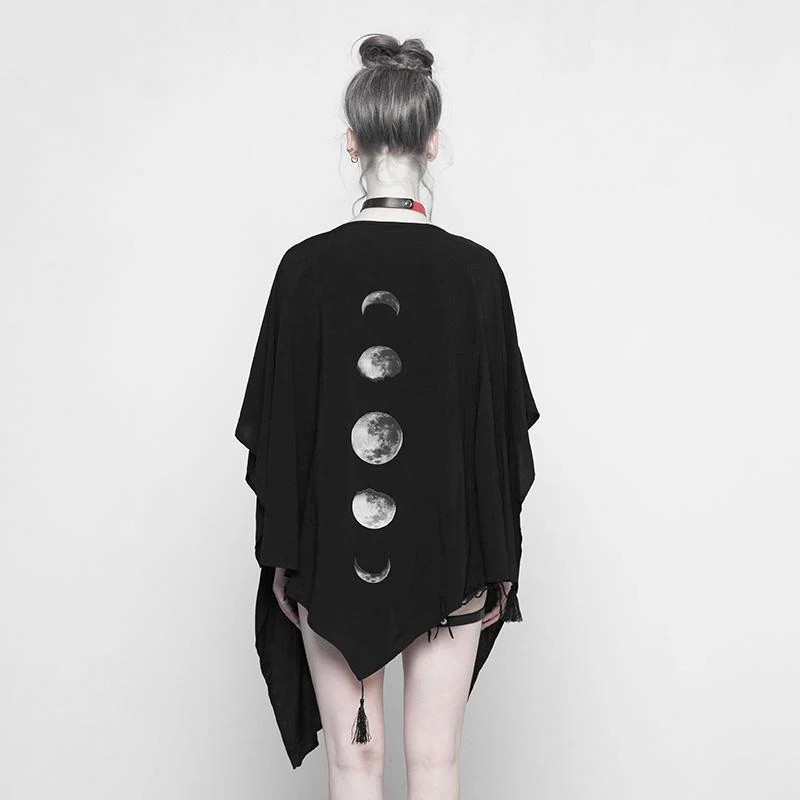 Gothic-Umhang für Damen mit Mondphasenmotiv