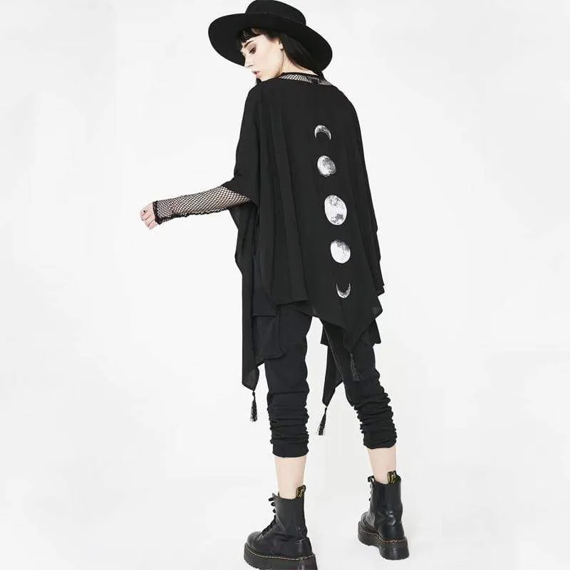 Gothic-Umhang für Damen mit Mondphasenmotiv