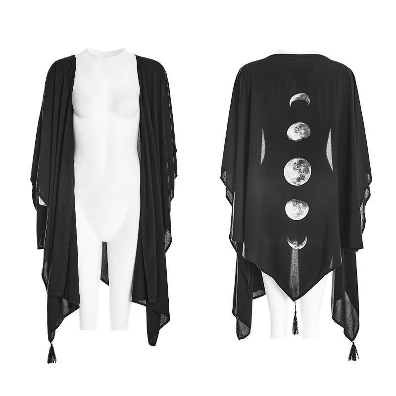Gothic-Umhang für Damen mit Mondphasenmotiv