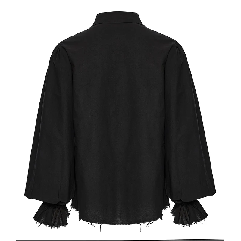 Punk Rave Männer Steampunk geraffte Schnür-Kordelzug Langarm-Shirt Y873
