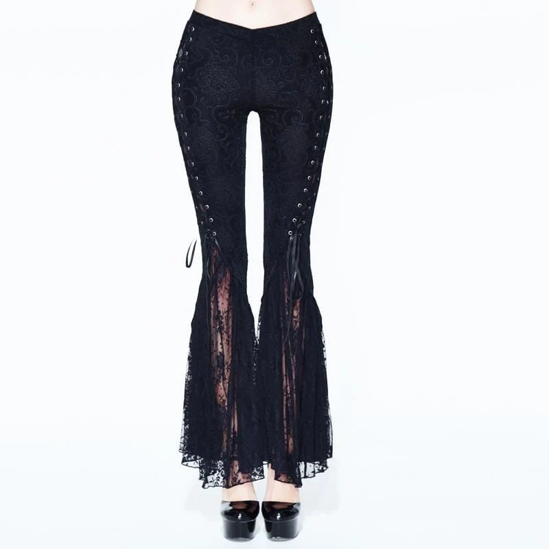Damen Goth Lace Rüschen Hose